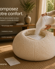 Pouf de salon bouclé écru — Confort personnalisé