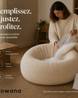 Pouf de salon bouclé écru — Confort personnalisé