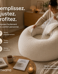 Pouf velours écru