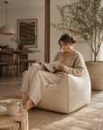 Pouf beige structuré