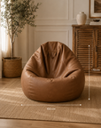 Pouf de salon effet cuir cognac