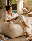 Pouf beige structuré