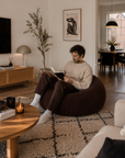 Pouf côtelé moka
