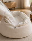 Pouf velours écru