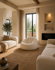 Pouf velours écru