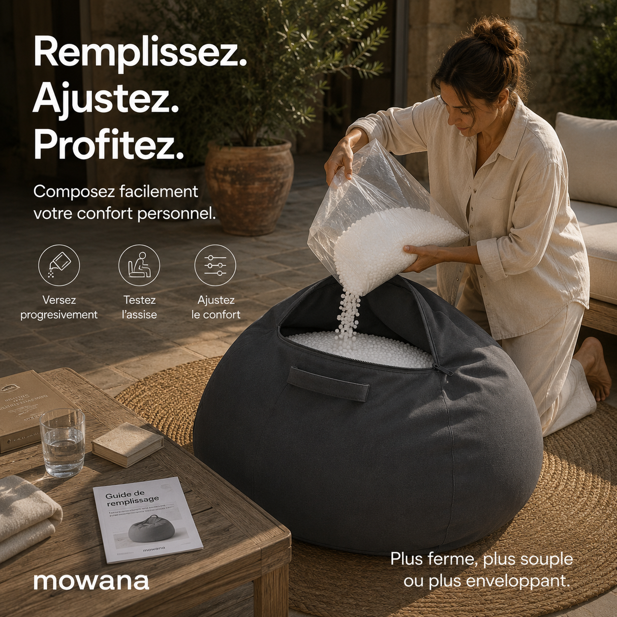 Pouf d'extérieur imperméable — Confort personnalisé