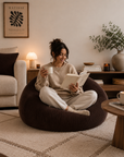 Pouf côtelé moka