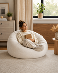 Pouf velours écru