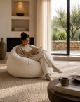 Pouf velours écru
