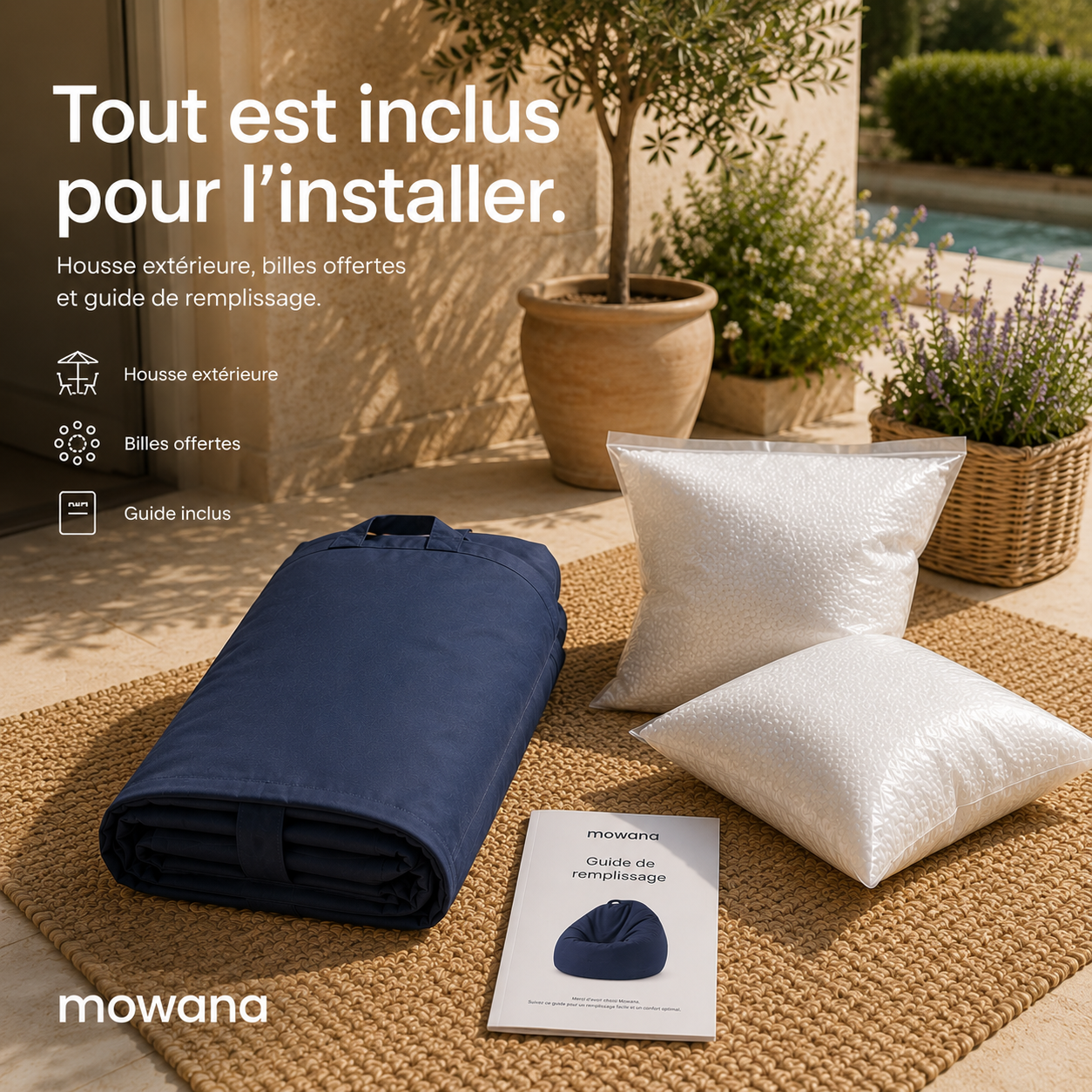 Pouf d'extérieur imperméable — Confort personnalisé
