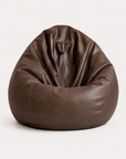 Pouf de salon effet cuir cognac