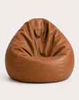 Pouf de salon effet cuir cognac