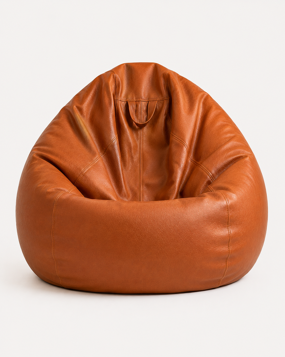 Pouf de salon effet cuir cognac