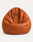 Pouf de salon effet cuir cognac