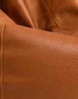 Pouf de salon effet cuir cognac